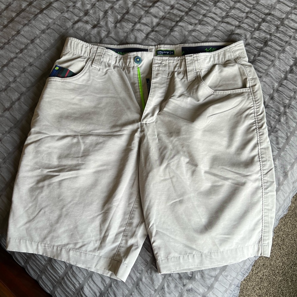 William Murray Golf Beige Flat Front Shorts